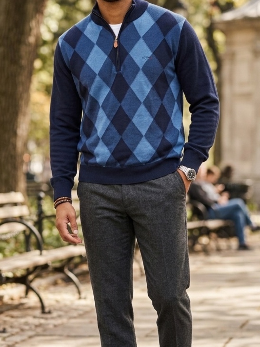 Greg Norman Argyle Half-Zip Sweater